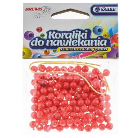 Koraliki plastikowe Brewis 6mm, Czerwone - 2